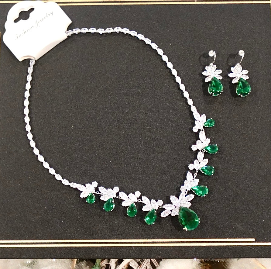 Emerald Blossom Sparkle Dazzle Earrings