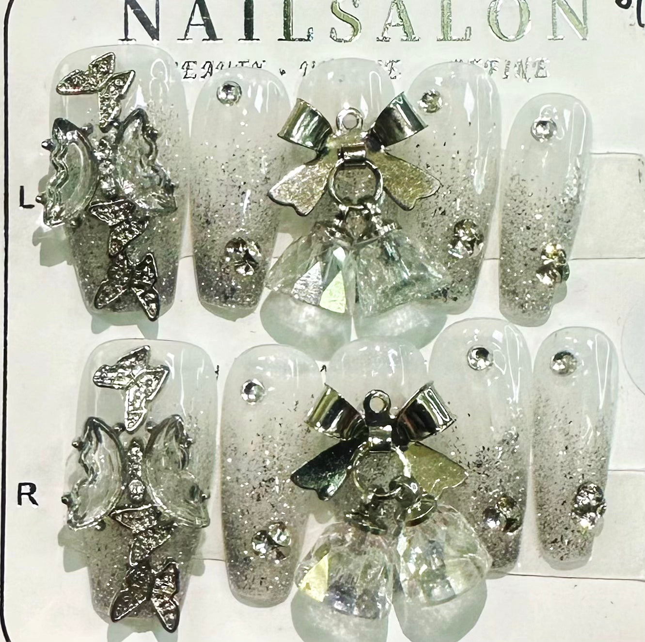 Velvet Snowflake Medium Length Hand Painted Acrylic Press On Nails