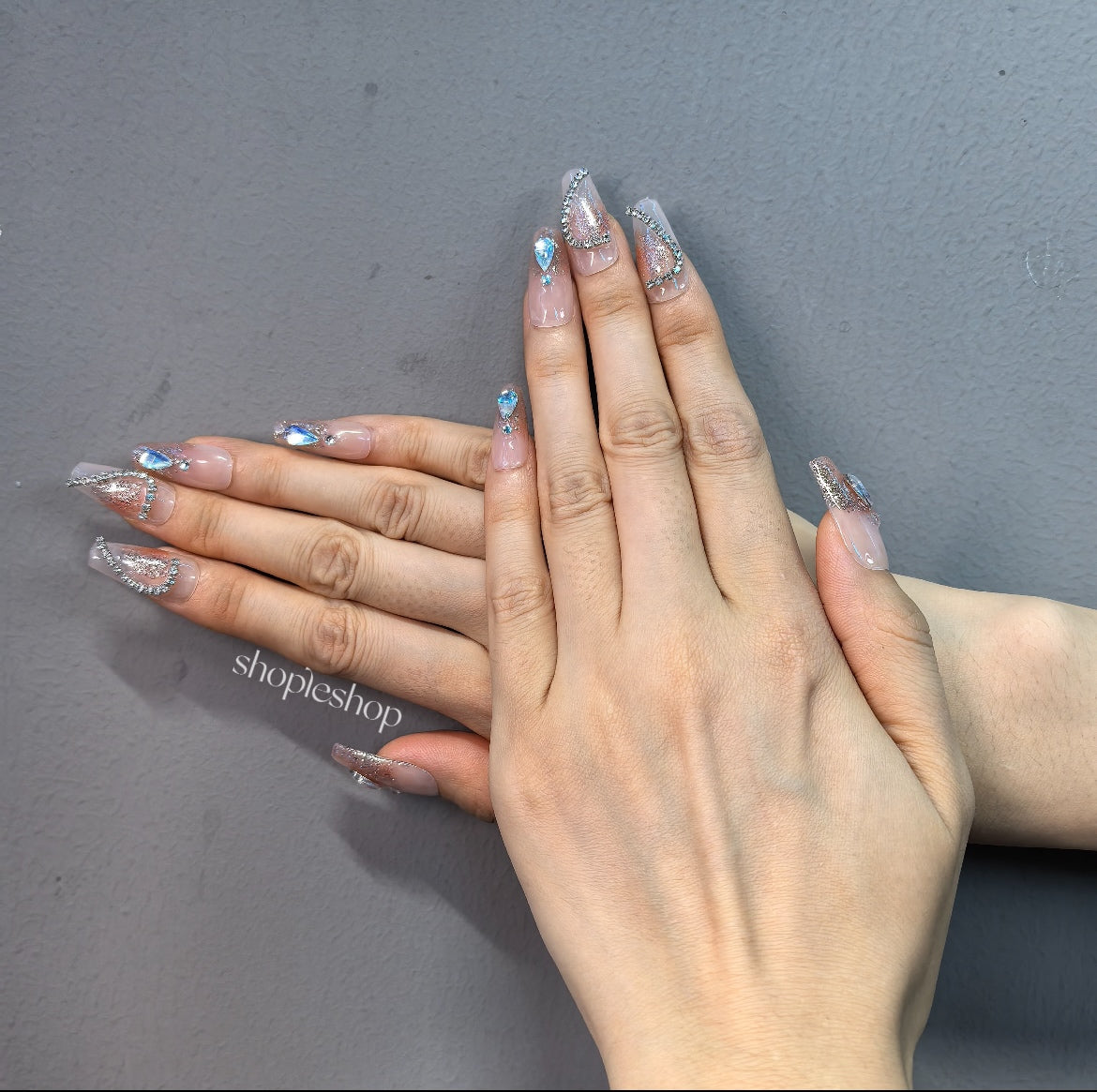 Love in the Before Century Medium Length Hand Painted Acrylic Press On Nails