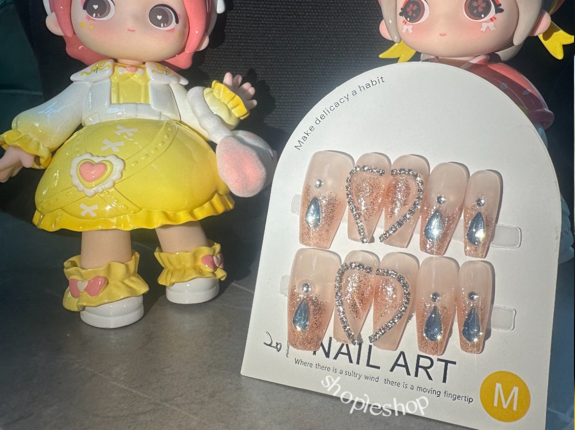 Love in the Before Century Medium Length Hand Painted Acrylic Press On Nails