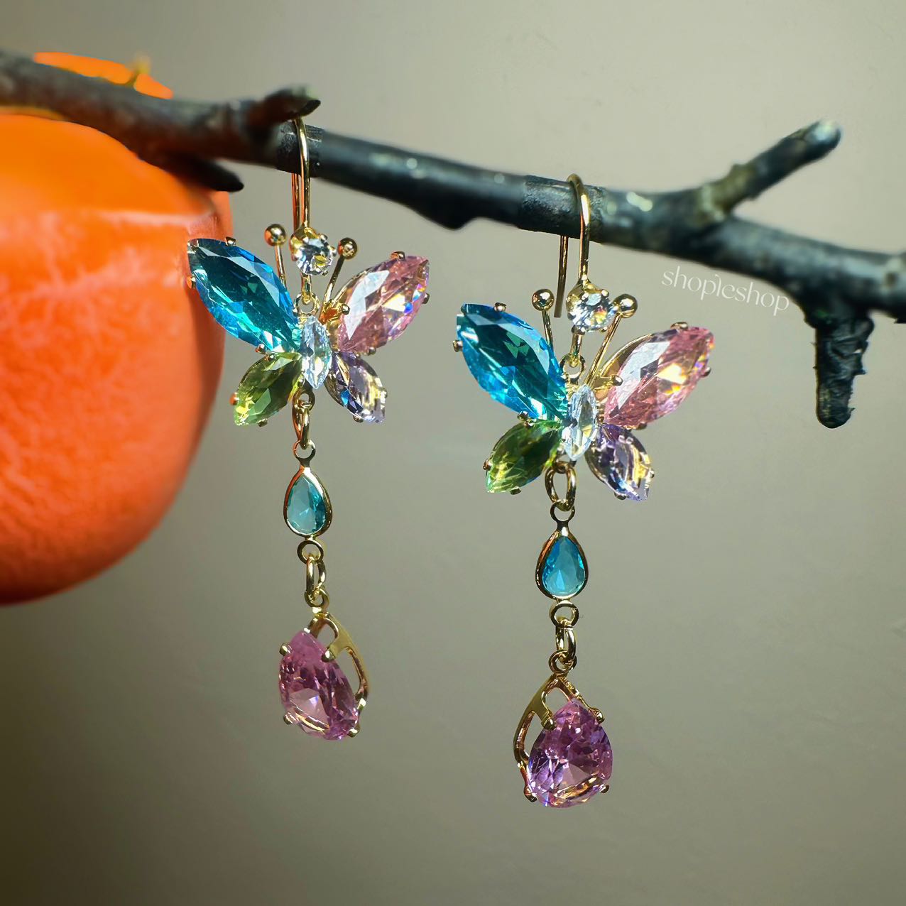 rainbow butterfly earrings