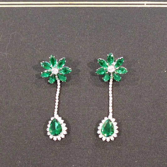 Emerald Blossom Diamond Dazzle Earrings