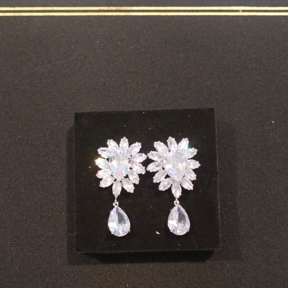 Diamond Bloom Silver Diamond Dazzle Earrings