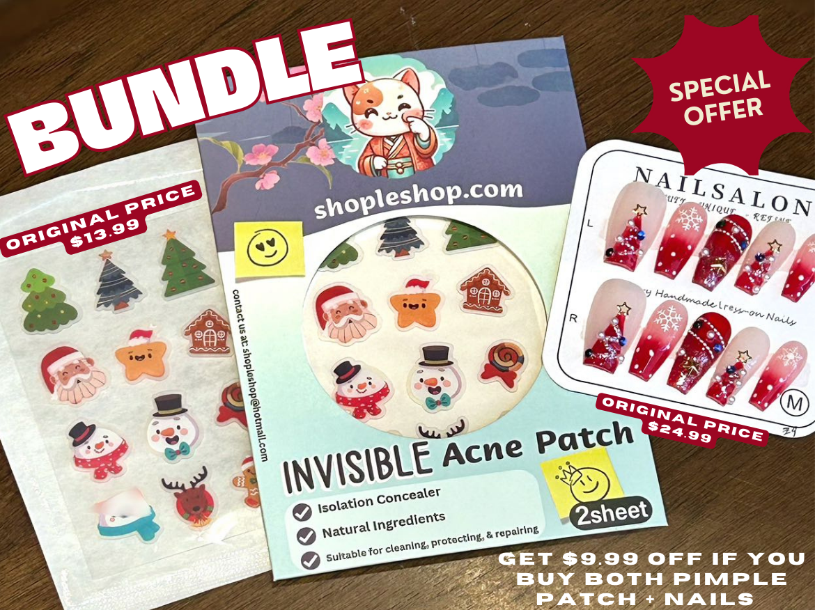 Christmas Party Medium Length Hand Painted Acrylic Press On Nails - Reusable