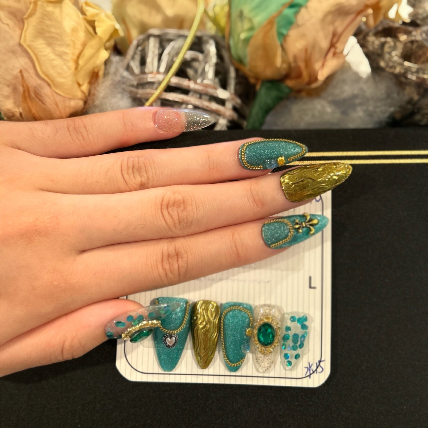 Exotic Charm Almond Shape Hand Painted Acrylic Press On Nails