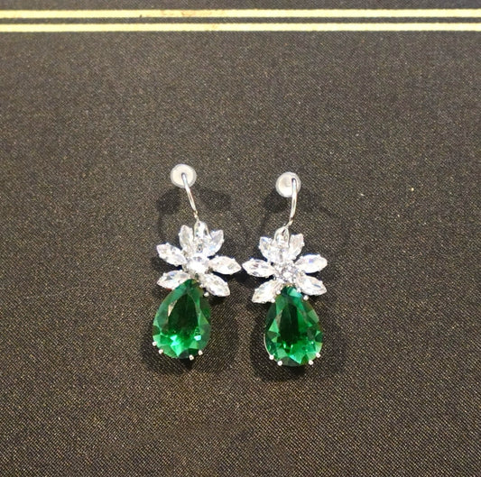 Emerald Blossom Sparkle Dazzle Earrings