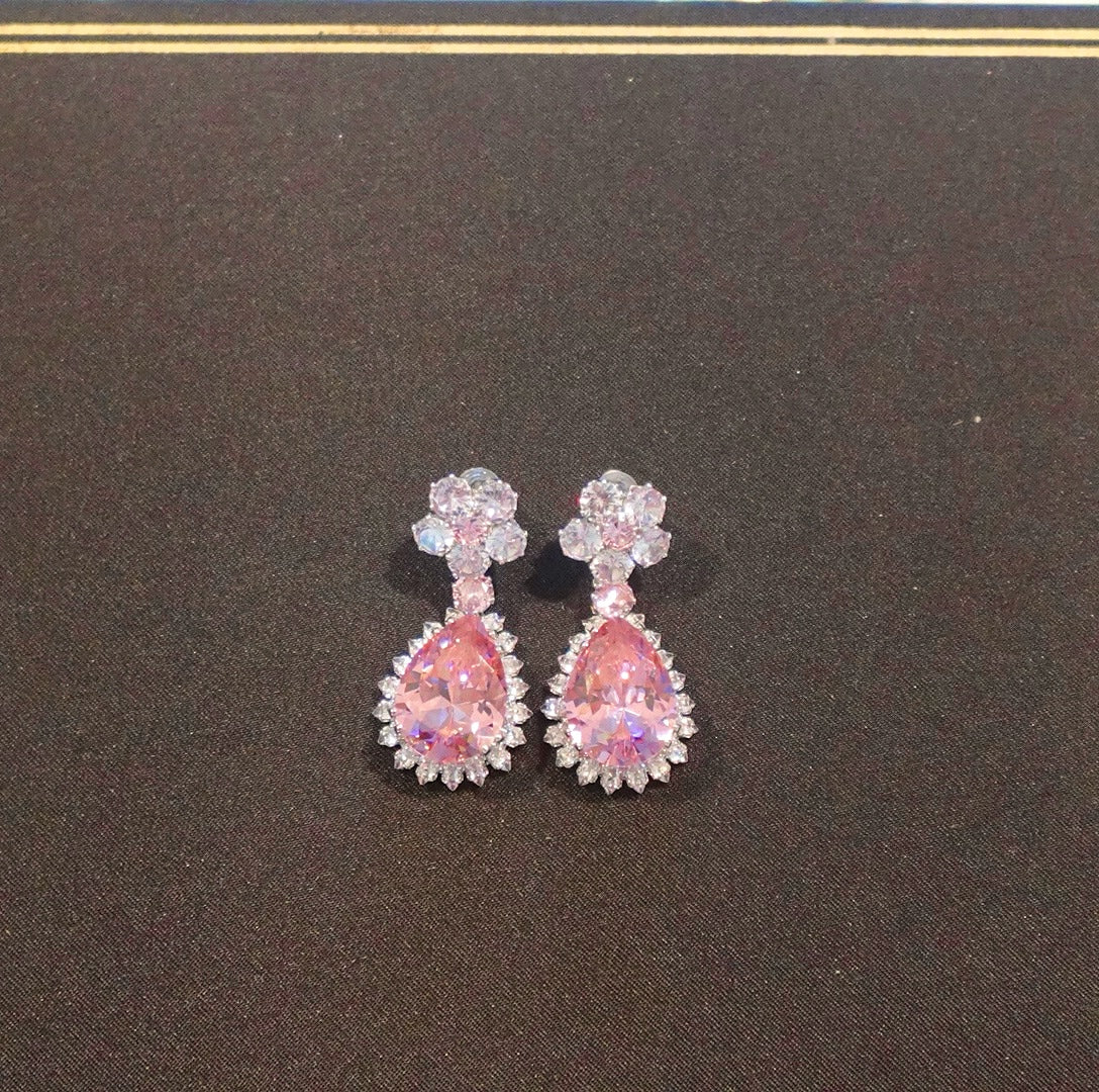 Petal Pink Cascade Diamond Dazzle Earrings