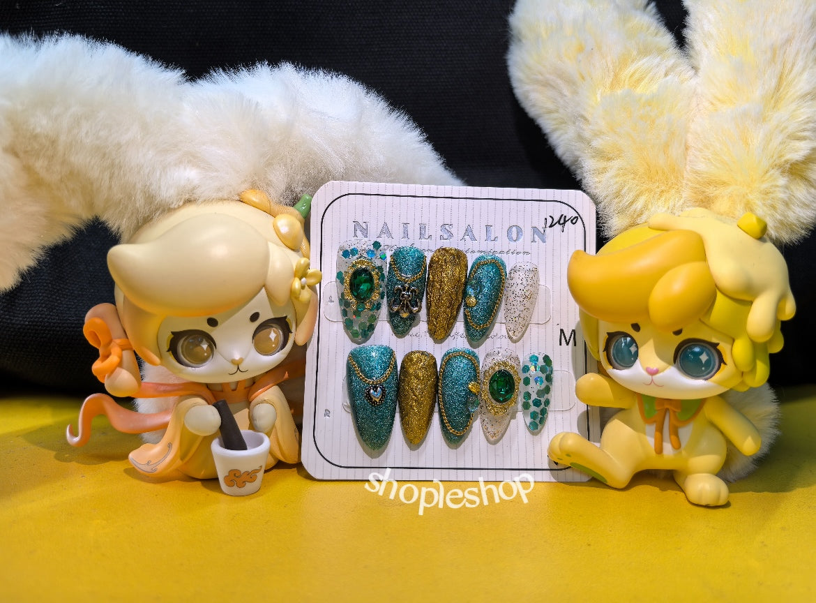 Exotic Charm Almond Shape Hand Painted Acrylic Press On Nails